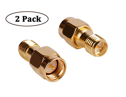 Product Cover HIGHFINE SMA Male Plug (Pin) to RP-SMA Female (Pin) Coupling Nut Connector Adapter for Wi-Fi Antenna/Signal Booster/Repeaters/Radio/RF Coaxial Coax/Extension Cable/FPV Drone (Pack of 2)