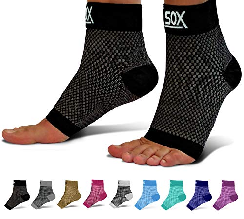 Product Cover SB SOX Compression Foot Sleeves for Men & Women - Best Plantar Fasciitis Socks for Plantar Fasciitis Pain Relief, Heel Pain, and Treatment for Everyday Use with Arch Support (Black, Small)
