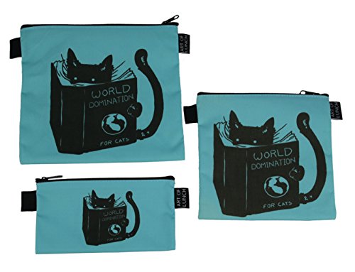 Product Cover Tobe Fonseca (Brazil) - World Domination : Reusable Sandwich & Snack Baggies by ART OF LUNCH - Set of 3 Designer Sandwich Bags, Art Supply Bags, Makeup Bags. Design by Tobe Fonseca (Brazil) - World Domination