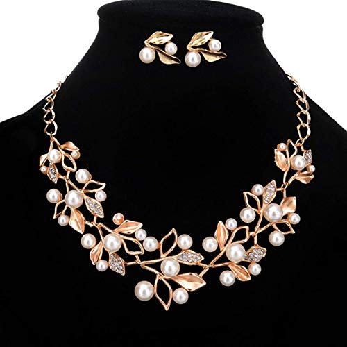 Product Cover Zjzhao Fashion Women Crystal Flower Statement Gold Plated Necklace Earrings Jewelry Set
