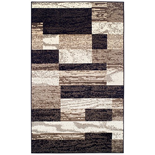 Product Cover Superior Modern Rockwood Collection Area Rug, 8mm Pile Height with Jute Backing, Textured Geometric Brick Design, Anti-Static, Water-Repellent Rugs - Chocolate, 8' x 10' Rug