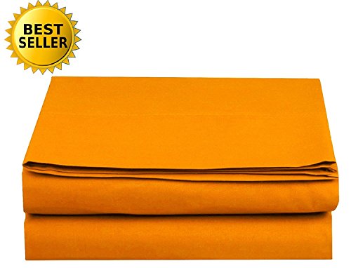 Product Cover Luxury Flat Sheet Elegant Comfort Wrinkle-Free 1500 Thread Count Egyptian Quality 1-Piece Flat Sheet, Queen, Elite Orange