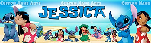 Product Cover Personalized Lilo and Stitch Poster 8.5x30 Glossy Banner Custom Name Paint