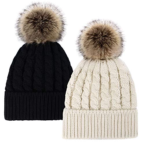 Product Cover Livingston Women's Winter Soft Knitted Beanie Hat with Faux Fur Pom Pom