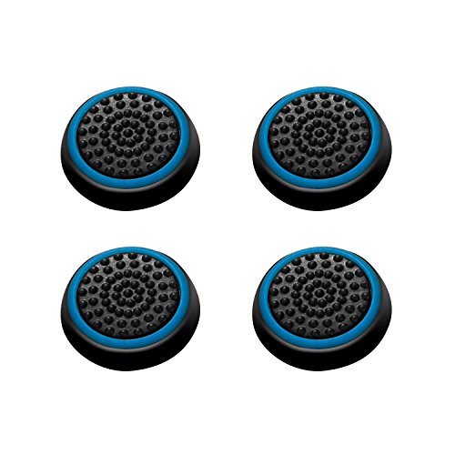 Product Cover INSTEN [2 Pair / 4 Pcs Wireless Controllers Silicone Analog Thumb Grip Stick Cover, Game Remote Joystick Cap for PS4 Dualshock 4/ PS3 Dualshock 3/ PS2 Dualshock/Xbox One/Xbox 360, Black/Blue