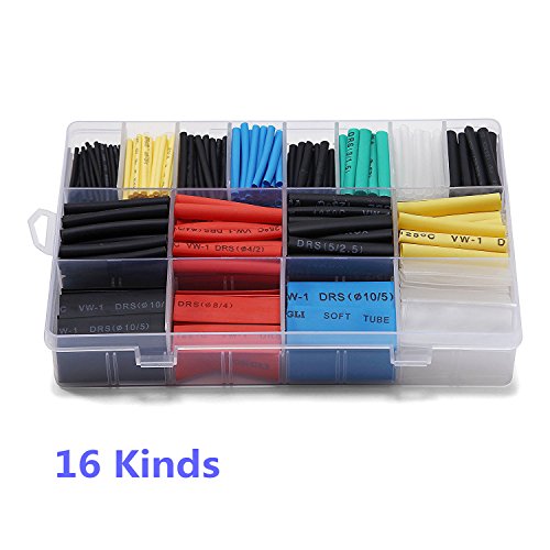 Product Cover Ginsco 580 pcs 2:1 Heat Shrink Tube 6 Colors 11 Sizes Tubing Set Combo Assorted Sleeving Wrap Cable Wire Kit for DIY