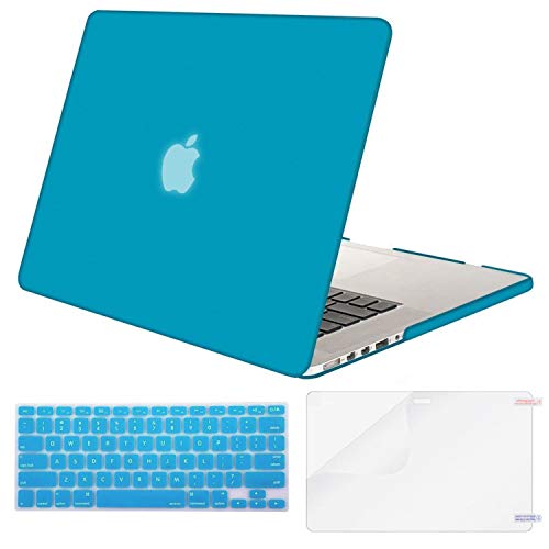 Product Cover Mosiso Plastic Hard Case with Keyboard Cover with Screen Protector Only for MacBook Pro Retina 13 Inch No CD-ROM (A1502/A1425, Version 2015/2014/2013/end 2012), Aqua Blue