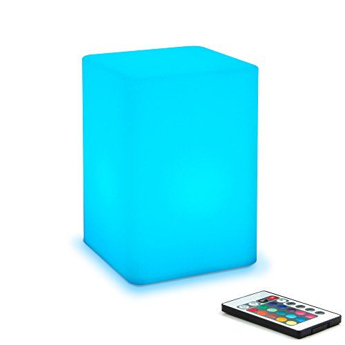 Product Cover Mr.Go 6-inch Dimmable LED Night Light Mood Lamp for Kids and Adults - 16 RGB Colors - 5 Level Dimming - 4 Lighting Effects - Rechargeable - Remote Control - Decorative - Fun and Safe - White Cube
