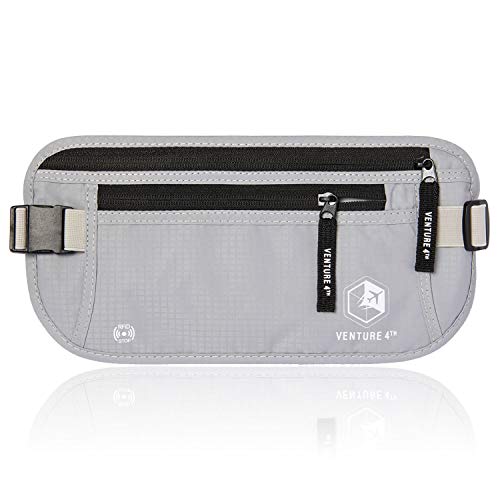 Product Cover VENTURE 4TH Travel Money Belt RFID Blocking Hidden Waist Stash (Silver)