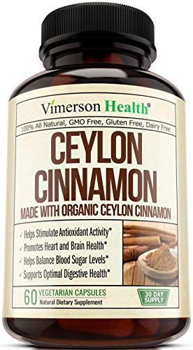 Product Cover True Ceylon Cinnamon Supplement (Made with Organic Cinnamon). Supports Inflammatory Response. Plant-Based Antioxidant for Joint Support, Healthy Blood Sugar, Optimal Digestive Systems. 60 Capsules