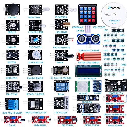 Product Cover ELEGOO Upgraded 37 in 1 Sensor Modules Kit with Tutorial Compatible with Arduino IDE UNO R3 MEGA2560 Nano