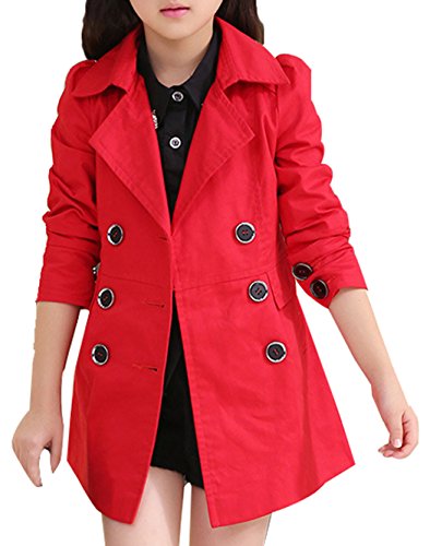 Product Cover JiaYou Girl Child Kid Lapel Double Breasted Outwear Pea Trench Coat