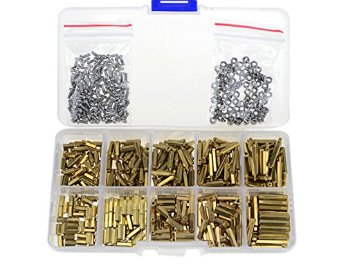 Product Cover XLX 600pcs M2 M3 Brass Male-Female / Female-Female Spacer Standoff Screw Nut Assortment Kit and stainless steel Screw Nut Set (Brass M2)