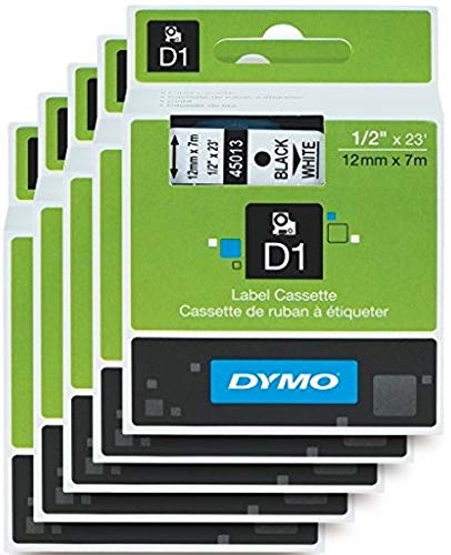 Product Cover DYMO Standard D1 Labeling Tape for Labe lManager Label Makers, Black Print on White Tape, 1/2