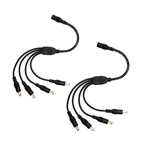 Product Cover 2 Pack black 1 Female to 4 male 5.5mm X 2.1mm CCTV DC Power Supply Splitter Cable