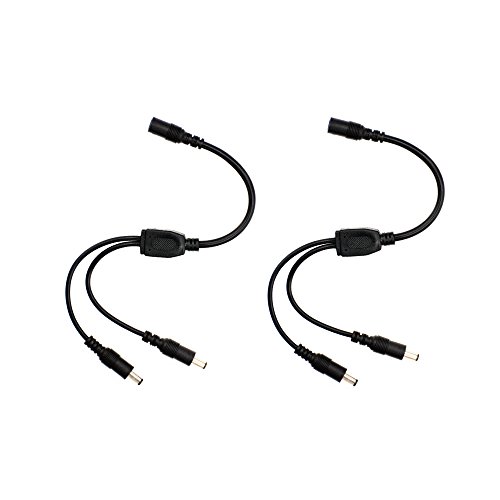 Product Cover 2 Pack Black 1 Female to 2 Male 5.5mm X 2.1mm CCTV DC Power Supply Splitter Cable