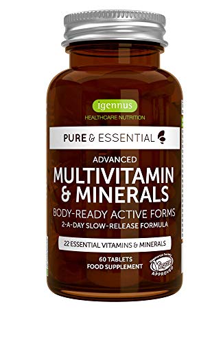 Product Cover Pure & Essential Methylated Multivitamin & Minerals with Iron, Methylfolate, Vitamin D3 & K2, Timed Release, Vegan, 60 Tablets