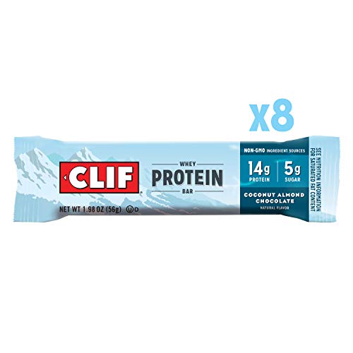 Product Cover CLIF Whey Protein - Snack Bars - Coconut Almond Chocolate Flavor - (1.98 Ounce Complete Protein Bars, 8 Count)