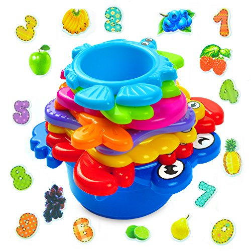 Product Cover AGREATLIFE Stacking Cups Bath Toys for Toddlers - Safe and Fun Kids Bath Toys with Bright Multi Colored Cups That Enhances Your Child's Imagination! Bath Time is More Exciting with These Water Toys
