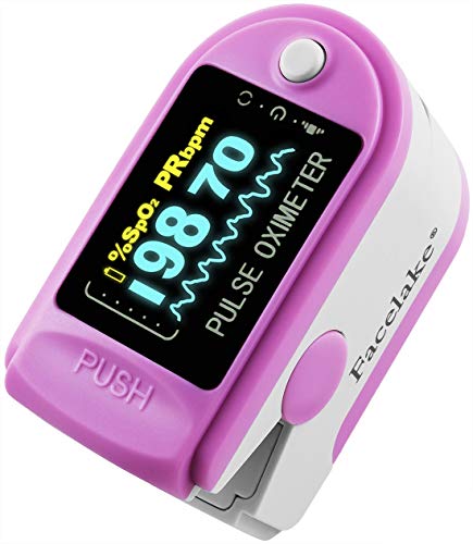 Product Cover Facelake FL-350 Pulse Oximeter with Carrying Case & Batteries & Lanyard, Pink