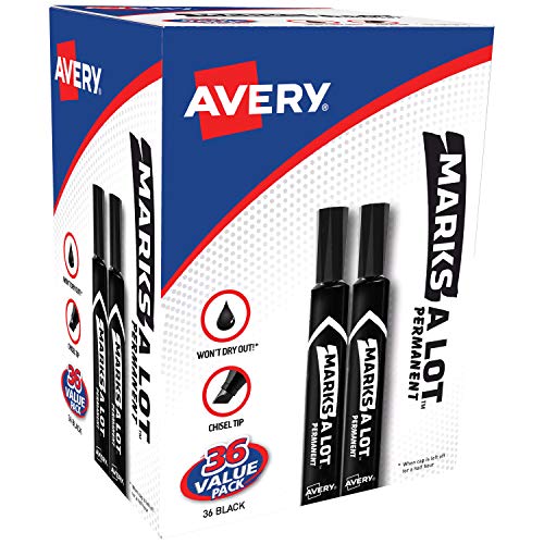 Product Cover Avery Marks-A-Lot Desk-Style Permanent Markers 36/Pkg-Black, Chisel Tip