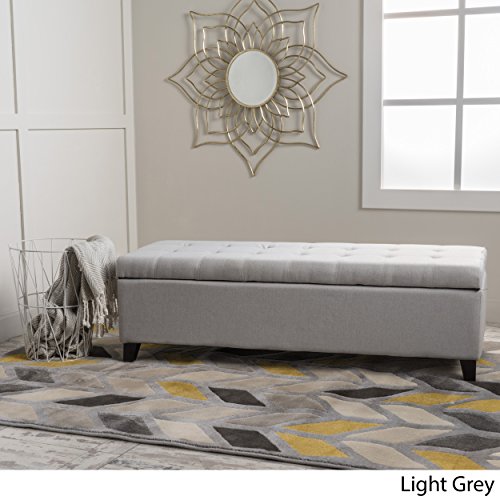 Product Cover Christopher Knight Home Living Santa Rosa Light Grey Fabric Storage Ottoman
