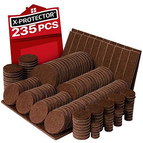 Product Cover X-PROTECTOR Premium Giant Pack Furniture Pads 235 Piece! Great Quantity of Felt Pads Furniture Feet with Many Big Sizes - Your Best Wood Floor Protectors. Protect Your Hardwood & Laminate Flooring!