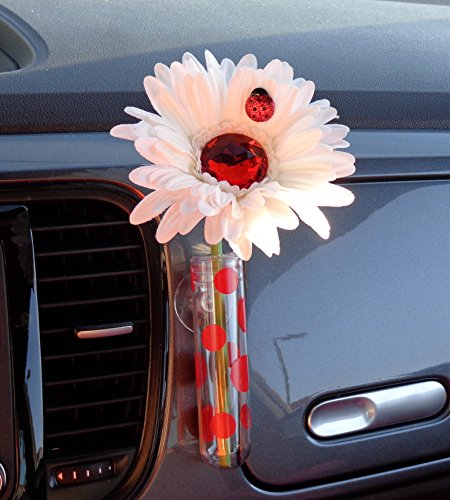 Product Cover VW Beetle Flower - White and Red Bling Daisy with Universal Vase