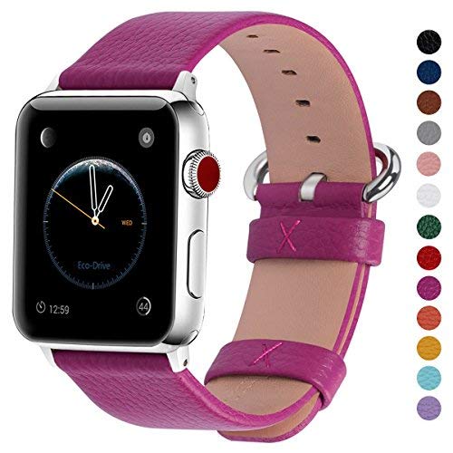 Product Cover Fullmosa Compatible Apple Watch Band 38mm 40mm 42mm 44mm Calf Leather Compatible iWatch Band/Strap Compatible Apple Watch Series 5 Series 4 Series 3 Series 2 Series 1,42mm Rosy