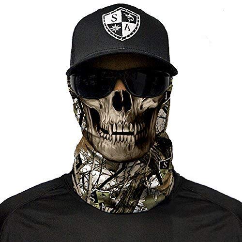 Product Cover SA Company Face Shield Protect Wind, Dirt and Bugs. Keep Warm. Worn as a Balaclava, Neck Gaiter, Head Band, Doo RAG For Hunting, Fishing Running, Boating Cycling and Salt Lovers. - Snow Camo Skull