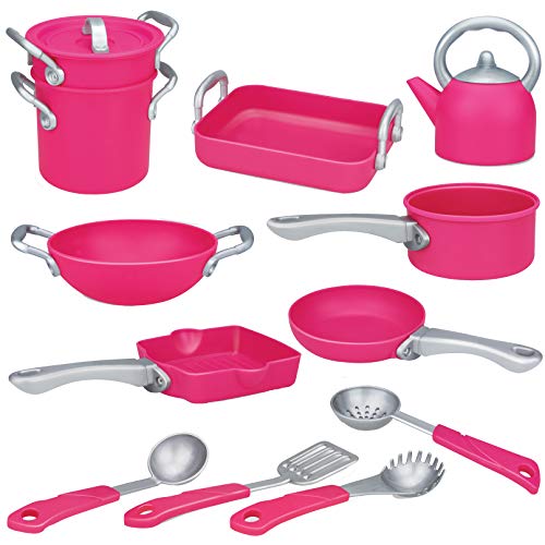 Product Cover Liberty Imports Deluxe Pink Kitchen Gourmet Cookware Pots and Pans Premium Playset for Girls (13 Pcs)