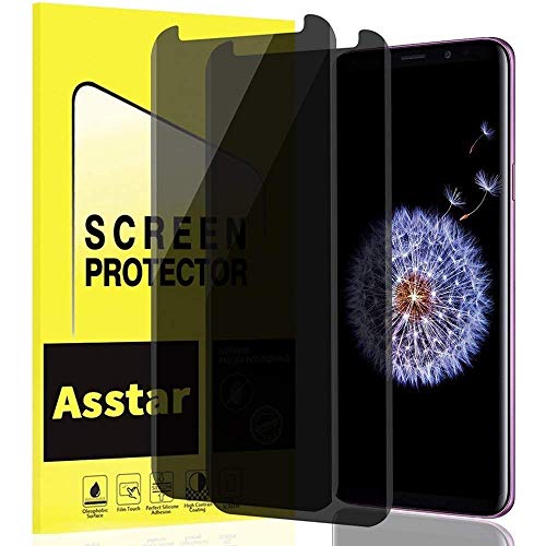 Product Cover Galaxy S9 Plus Privacy Screen Protector Tempered Glass Film, 3D Curved Edge Easy Install Anti Spy Anti Scratch 9H Hardness Case Friendly Privacy Screen for Samsung Galaxy S9 Plus S9 + [2 Pack]