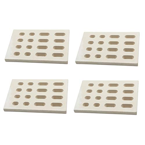 Product Cover Hongso CRB65504 (4-Pack) Universal Replacement Heat Plate Flame Tamer, Ceramic Brick Flame Tamer, Ceramic Radiant Replacement for BARBEQUES Galore Grand Turbo