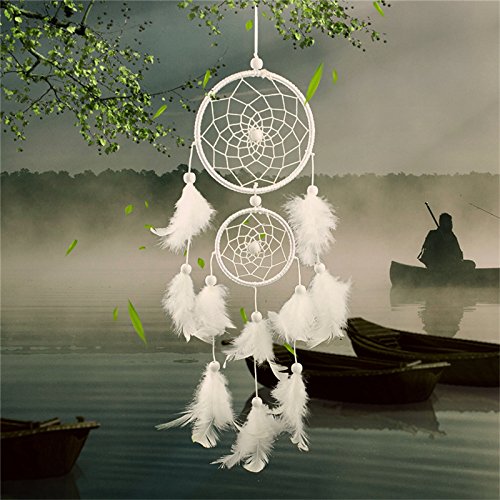 Product Cover Buytra Dream Catcher Handmade Circular Net with Feathers for Wall Car Hanging Decoration Ornament Craft Gift, White