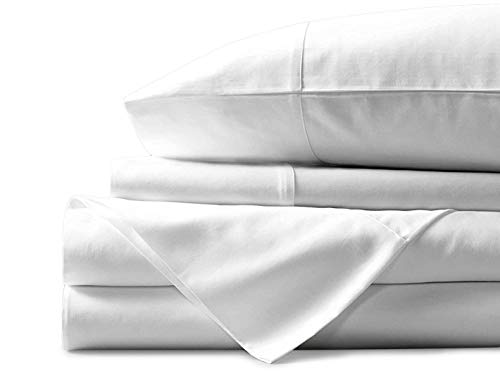 Product Cover Mayfair Linen 100% Egyptian Cotton Sheets, White Queen Sheets Set, 600 Thread Count Long Staple Cotton, Sateen Weave for Soft and Silky Feel,Fits Mattress Upto 18'' DEEP Pocket
