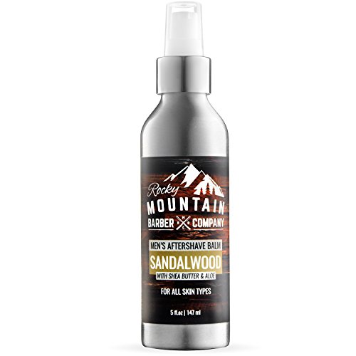 Product Cover Aftershave Balm For Men - With Natural Sandalwood Essential Oil - 5 Ounce - Moisturizer Face Cream to Prevent Razor Burn & Dry Skin After Shaving by Rocky Mountain Barber Company