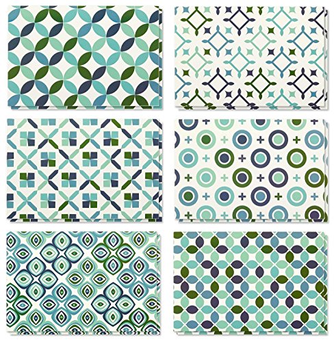Product Cover All Occasion Greeting Cards - 48-Pack Blank Note Cards with 6 Seamless Symmetrical Designs Blue Green, Bulk Box Set Variety Pack, 6 Circular Geometric Designs, Envelopes Included, 4 x 6 Inches