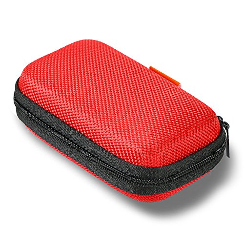 Product Cover GLCON Red Rectangle Portable Protection Hard EVA Case,Mesh Inner Pocket,Zipper Enclosure Durable Exterior,Lightweight Universal Carrying Bag for Headset Earbud Charge Cable USB Mp3 Key Change Purse