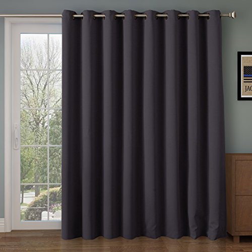 Product Cover Rose Home Fashion RHF Wide Thermal Blackout Patio Door Curtain Panel, Sliding Door Insulated Curtains,Extra Wide Curtains:100W by 84L Inches-Grey 100W by 84L Inches-Dark Grey