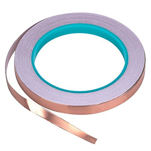 Product Cover Bullet Face Copper Foil Tape with Double-sided Conductive (1/4inch X 21.8yards)- EMI Shielding,Stained Glass,Soldering,Electrical Repairs,Slug Repellent,Paper Circuits,Grounding (1/4inch)