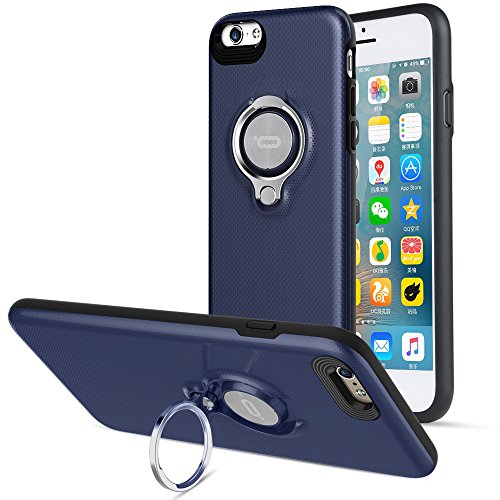 Product Cover Compatible iPhone 6/6s Case with Ring Kickstand by ICONFLANG, 360 Degree Rotating Ring Grip Case Dual Layer Shockproof Impact Protection Apple iPhone 6 Case Blue Compatible with Magnetic Car Mount