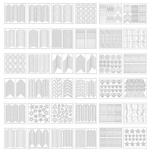Product Cover eBoot 1275 Pieces 49 Designs Nail Art Stencils French Tip Guides Stickers Form Fringe Guides Vinyl, 36 Sheets