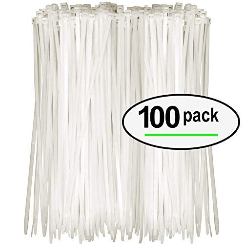 Product Cover Tarvol Nylon Zip Ties (Pack of 100) 8 Inch with Self Locking Cable Ties (White)