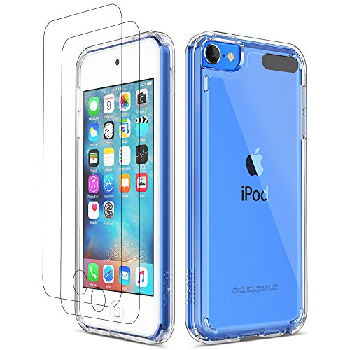 Product Cover ULAK iPod Touch 7 Case, iPod Touch 6 5 Case with 2 Screen Protectors, Clear Slim Soft TPU Bumper Hard Case for Apple iPod Touch 5 / 6th / 7th Generation (Latest Model 2019 Released), Clear