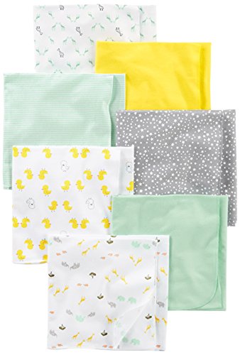 Product Cover Simple Joys by Carter's Baby 7-Pack Flannel Receiving Blankets, Grey/White/Mint, One Size
