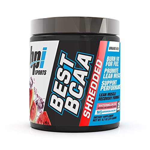 Product Cover BPI Sports Best BCAA Shredded - Caffeine-Free Thermogenic Recovery Formula - BCAA Powder - Lean Muscle Building - Accelerated Recovery - Weight Loss - Hydration - Watermelon Ice - 25 Servings - 9.7 oz