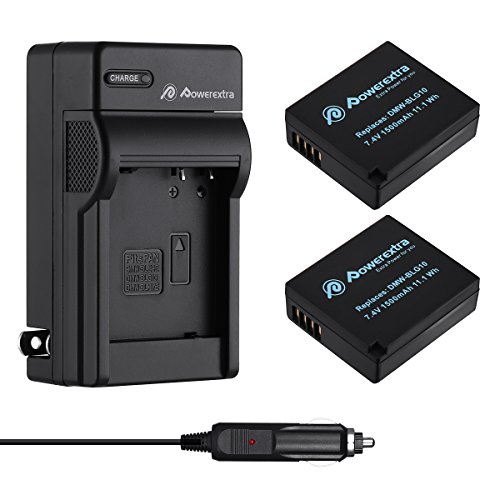 Product Cover Powerextra 2 Pack Replacement Battery and Charger for Panasonic DMW-BLE9, DMW-BLG10 and Panasonic Lumix DMC-ZS60, DMC-ZS100, DMC-GX7, DMC-LX100, DMC-GF3, DMC-GF5, DMC-GF6, DMC-GX85