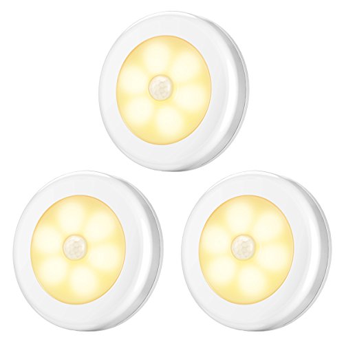 Product Cover AMIR Upgraded Motion Sensor Light, Cordless Battery-Powered LED Night Light, Stick-Anywhere Closet Lights Stair Lights, Safe Lights for Hallway, Bathroom, Bedroom, Kitchen (Warm White - Pack of 3)