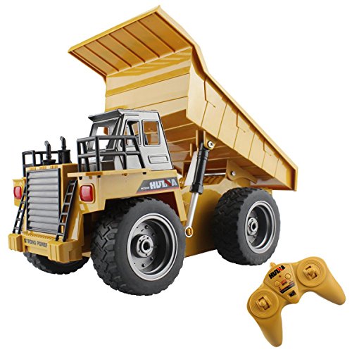 Product Cover fisca RC Truck 6 Ch 2.4G Alloy Remote Control Dump Truck 4 Wheel Driver Mine Construction Vehicle Toy Machine Model with LED Light