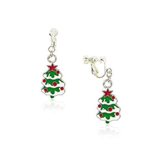 Product Cover fidaShop New Happy Holidays Christmas with Christmas Tree and Star, Clip On Earrings Jewelry for Women Teens Girls